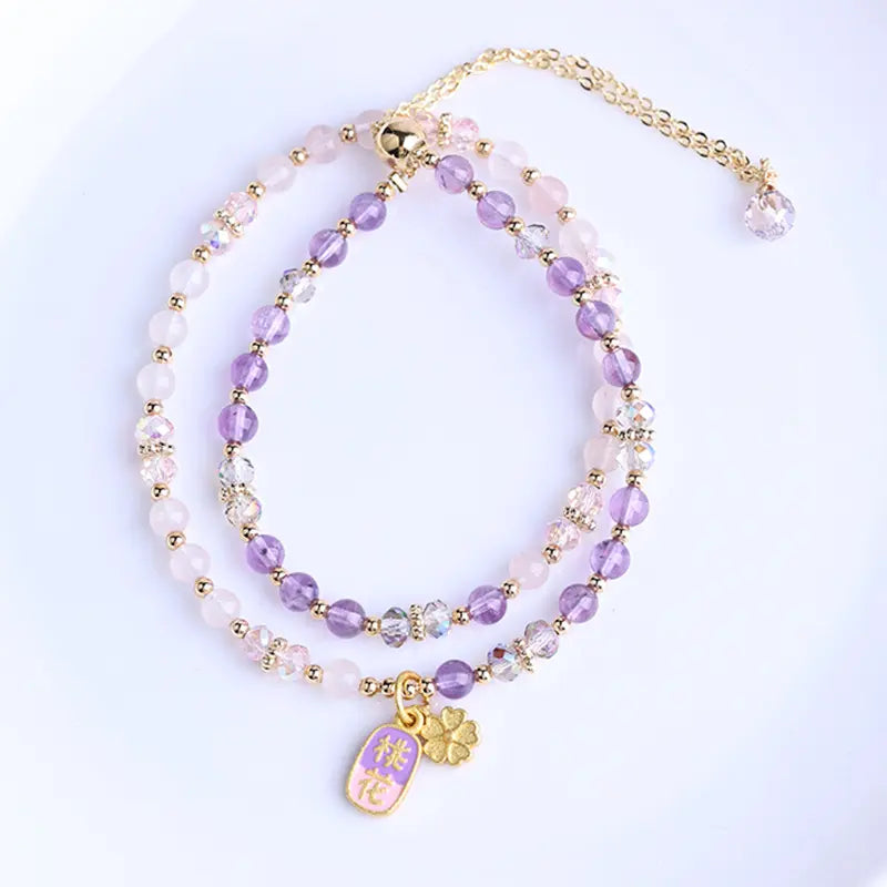 🎁Redeem with 300 Points丨Original Amethyst Clear Quartz Double Layer Bracelet