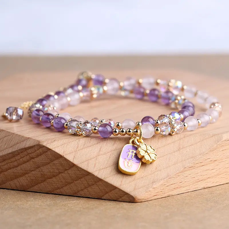 🎁Redeem with 300 Points丨Original Amethyst Clear Quartz Double Layer Bracelet
