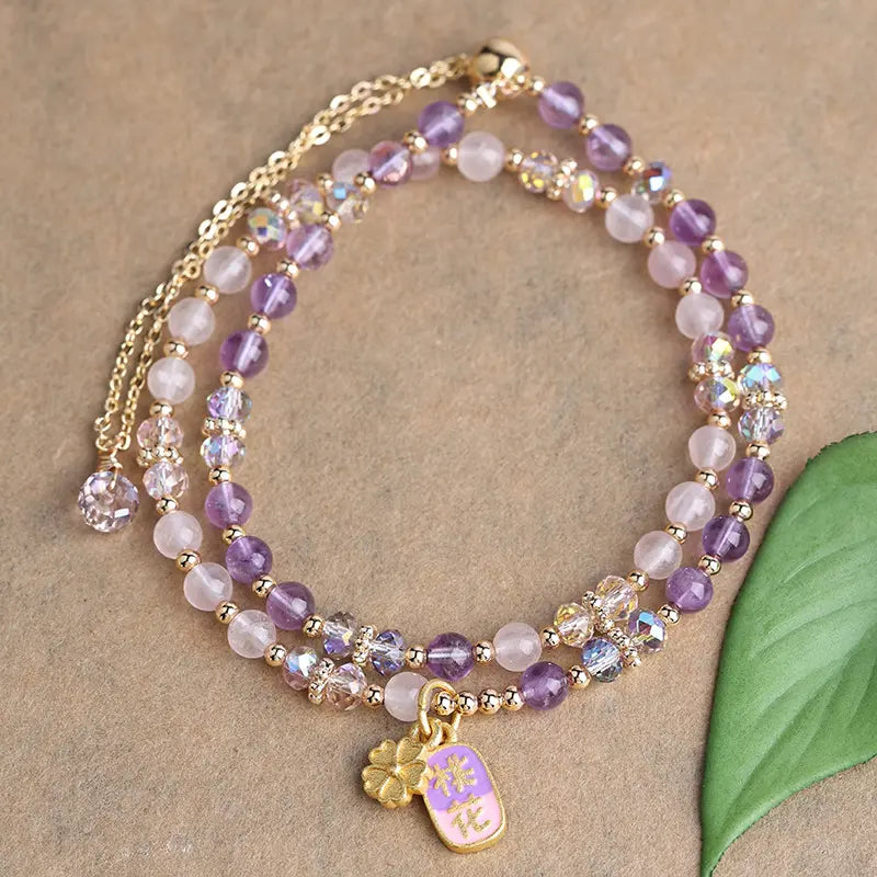 🎁Redeem with 300 Points丨Original Amethyst Clear Quartz Double Layer Bracelet