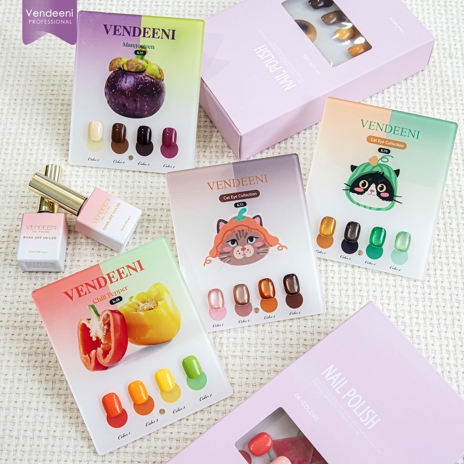 Cat Eye Gel Nail Polish Set 4 Colors, Magnetic Holographic Glitter Glass Bead Gel with Magnet, Soak Off UV LED for Salon DIY, Blue Green Pink Purple