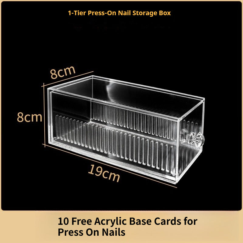 Acrylic Press-On Nail Display Stand, Dustproof & Waterproof Multi-Tier Storage Rack for Nail Art Collection