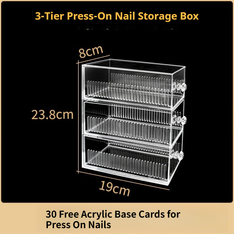 Acrylic Press-On Nail Display Stand, Dustproof & Waterproof Multi-Tier Storage Rack for Nail Art Collection