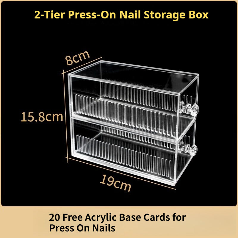 Acrylic Press-On Nail Display Stand, Dustproof & Waterproof Multi-Tier Storage Rack for Nail Art Collection