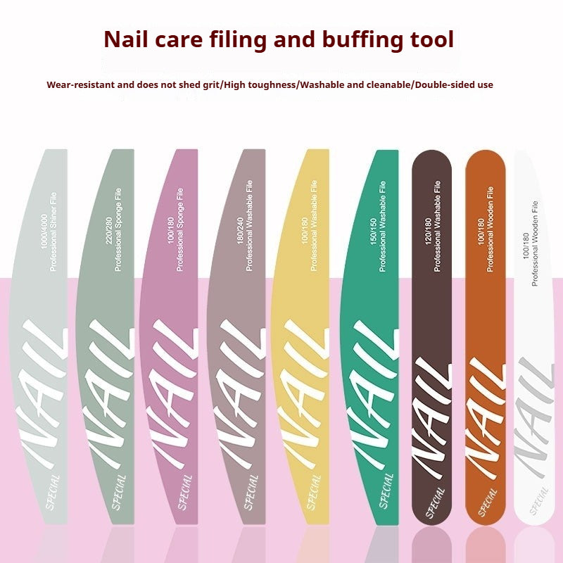Professional Nail Files for Nail Techs, Double Sided Sponge Nail Buffers & Polishing Strips, Reusable & Washable